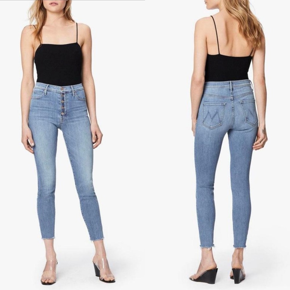 Mother Fly Cut The Stunner High Waist Ankle Fray Jeans Final Frontier - 28